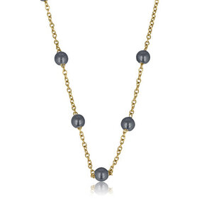 Gouden Schakelketting met Zwarte Parels - Fijn Design