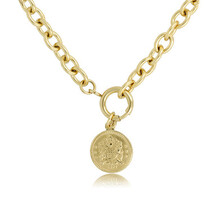 Gouden ketting met grote schakels en munt hanger
