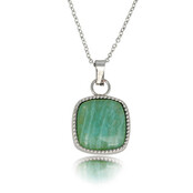 Zilveren Ketting met Vierkante Amazonite Hanger