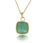Gouden Ketting met Vierkante Amazonite Hanger