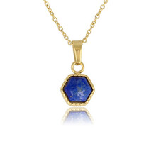 Gouden Ketting met Zeshoek Lapis Lazuli Hanger