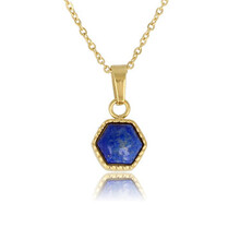 Gouden Ketting met Zeshoek Lapis Lazuli Hanger