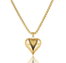 Gouden Ketting met 17mm Hart Bedel - Lang Model