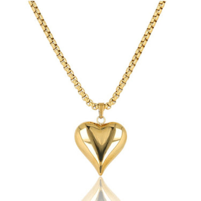 Gouden Ketting met 17mm Hart Bedel - Lang Model