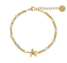 Gouden Armband met Zeester en Aventurine Edelstenen