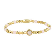 Gouden Bedelarmband met Rose Quartz Edelsteen