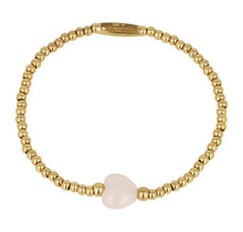 Elastische stainless steel Armband met Rose Quartz Bedel