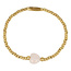 My Bendel Elastische stainless steel Armband met Rose Quartz Bedel