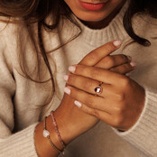 Elastische stainless steel Armband met Rose Quartz Bedel