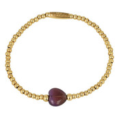 Elastische Amethyst Armband met Harten bedel