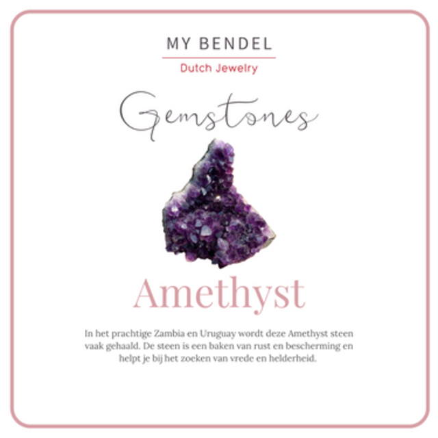 Elastische Amethyst Armband met Harten bedel