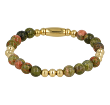 Gouden Unakite Armband Elastisch - Aardend & Inzicht gevend