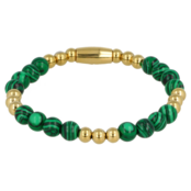 Gouden Malachite Armband Elastisch Dames
