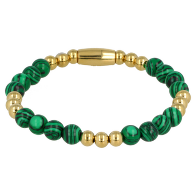 Gouden Malachite Armband Elastisch Dames