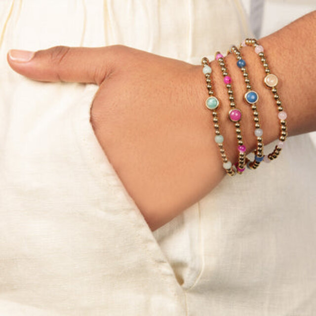 Gouden Bedelarmband met Amazonite Edelsteen