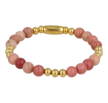 Gouden damesarmband met Rhodonite edelstenen