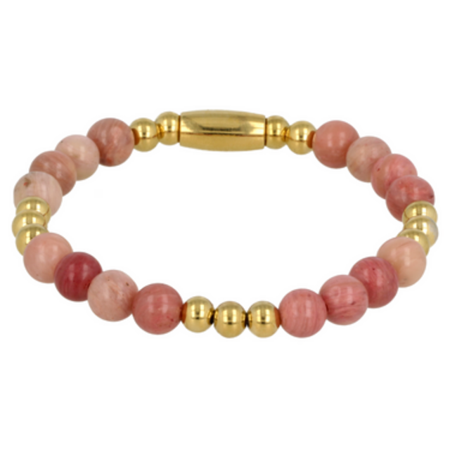 Gouden damesarmband met Rhodonite edelstenen