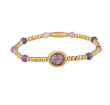 Gouden Armband met Lilac Quartz kralen - Spiritueel
