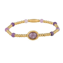 Gouden Armband met Lilac Quartz kralen - Spiritueel