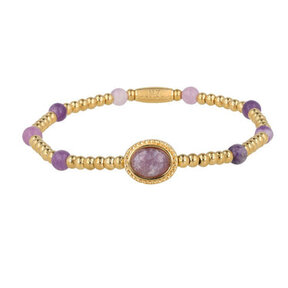 Gouden Armband met Lilac Quartz kralen - Spiritueel