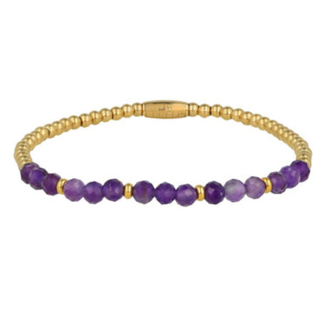 Gouden Armband met Amethyst kralen - Spiritueel Sieraad