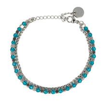 Zilveren Armband met Saphire Glasstenen