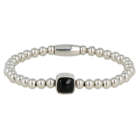 Zilverkleurige Onyx Edelsteen Damesarmband