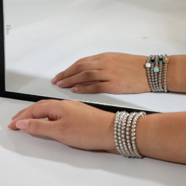 Zilverkleurige Onyx Edelsteen Damesarmband