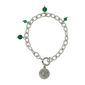 Zilveren Schakelarmband met Green Agate kralen