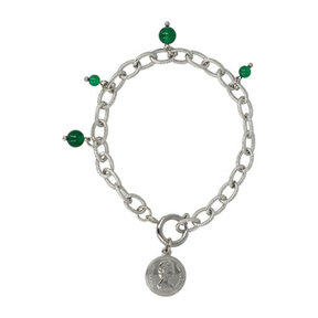 Zilveren Schakelarmband met Green Agate kralen