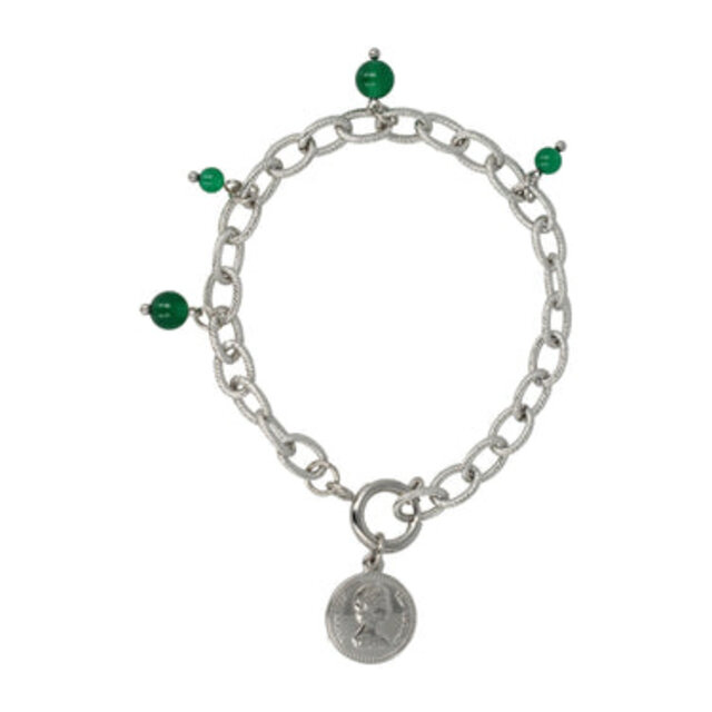 Zilveren Schakelarmband met Green Agate kralen