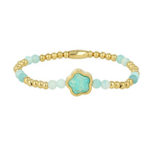 Gouden Amazonite Armband met Bloemen bedel