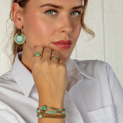 Gouden Amazonite Armband met Bloemen bedel