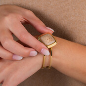 Kosmic Gem Square Steen Fossil Coral 28mm Goud