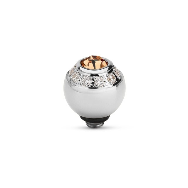 Twisted Ball CZ Steentje Champagne Zilver