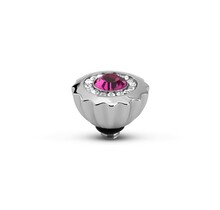 Twisted Ribbed CZ Steentje Fuchsia Zilver