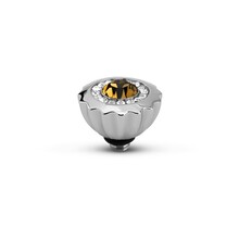 Twisted Ribbed CZ Steentje Coffee Zilver