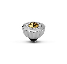 Twisted Ribbed CZ Steentje Champagne Zilver