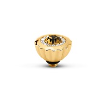 Twisted Ribbed CZ Steentje Coffee Goud