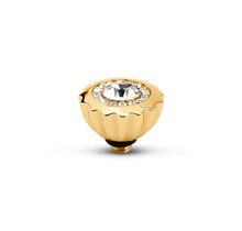 Twisted Ribbed CZ Steentje Crystal Goud