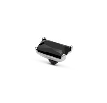 Twisted Baguette Steentje Black Zilver