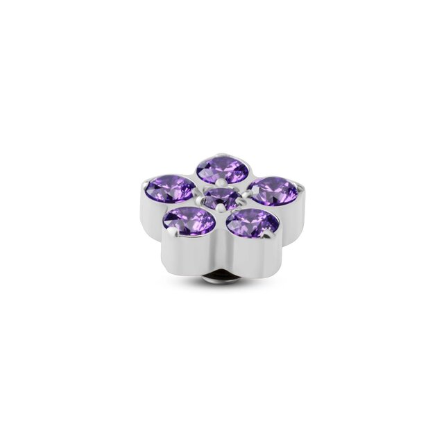 Twisted Frozen Star CZ Steentje Purple Zilver