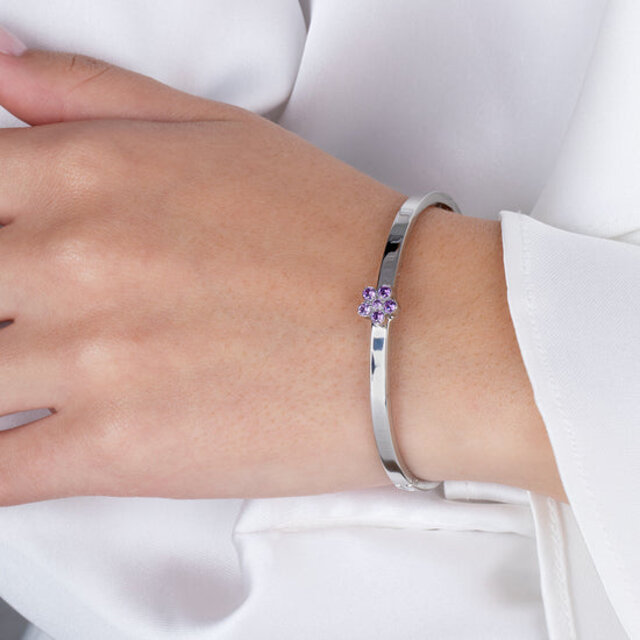 Twisted Frozen Star CZ Steentje Purple Zilver