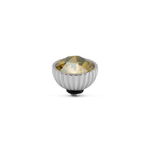 Twisted Ridged Steentje Crystal Golden Shadow Zilver