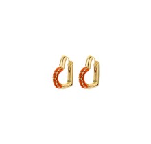 Mini Crystal Heart Hoop Oorbellen Oranje 82944CORAL