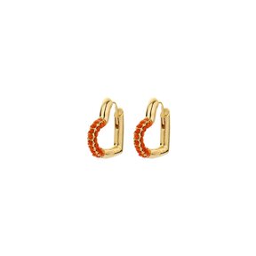 Mini Crystal Heart Hoop Oorbellen Oranje 82944CORAL