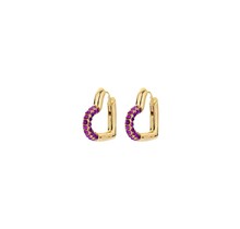 Mini Crystal Heart Hoop Oorbellen Paars 82944PURP