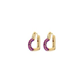 Mini Crystal Heart Hoop Oorbellen Paars 82944PURP