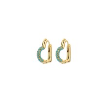 Mini Crystal Heart Hoop Oorbellen Blauw 82944TURQ