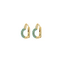 Mini Crystal Heart Hoop Oorbellen Blauw 82944TURQ